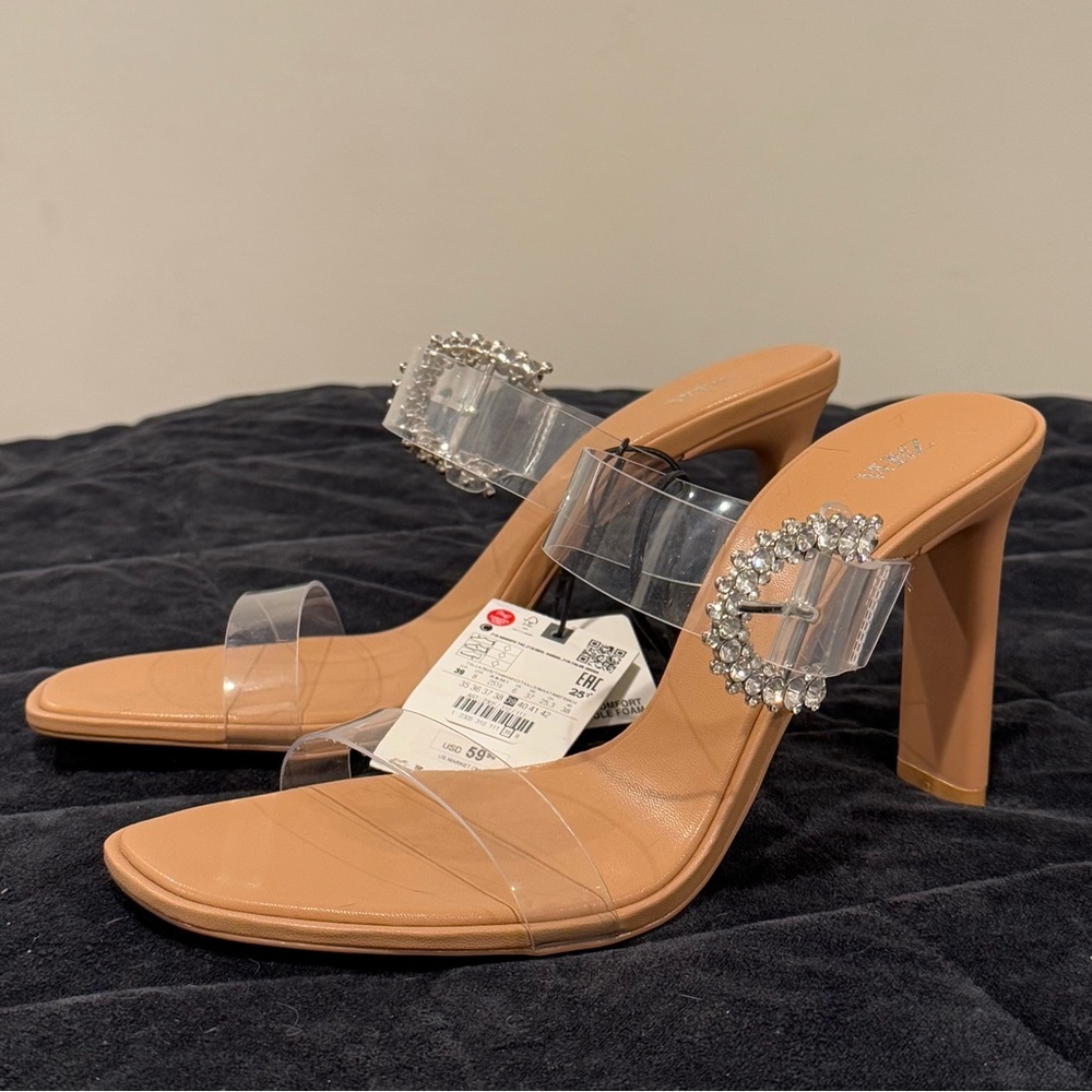 Zara clear and crystal sandals